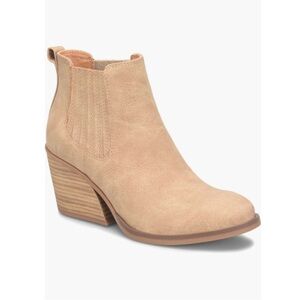 Korks Hadley Block Heel Bootie Natural Tan Color Women’s Size 10 Gore Panels